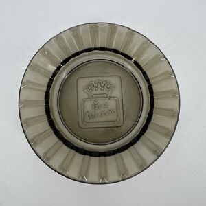 Vintage Best Western Smoky Gray Glass Ashtray Collectible Advertisement Round